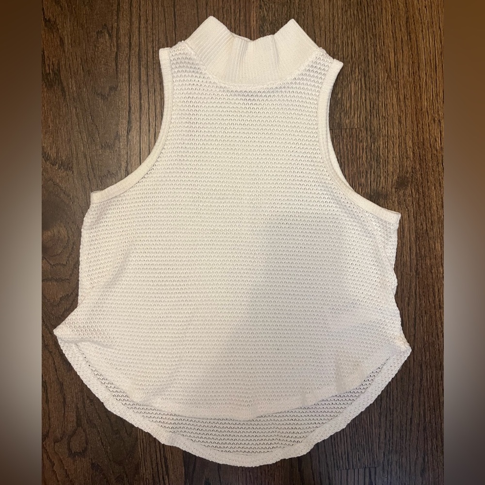 White knit high neck tank